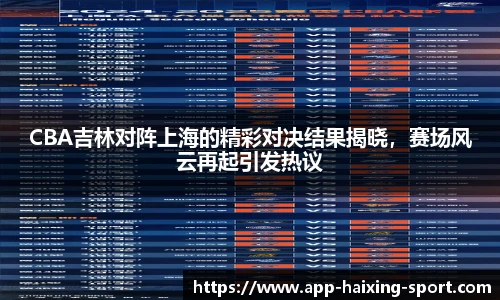 CBA吉林对阵上海的精彩对决结果揭晓，赛场风云再起引发热议